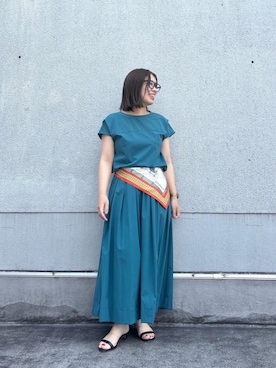 「スカートコーデ」｜「アイテム（財布/小物）」を使った、junさん（レディース・154cm）の夏コーディネート