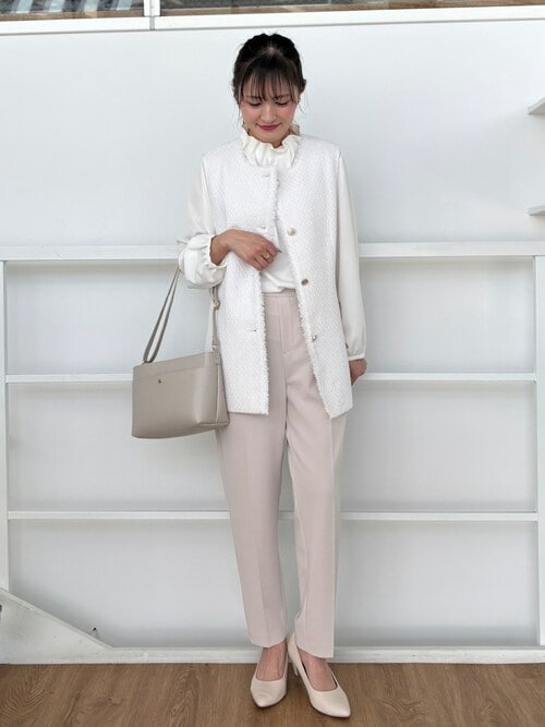 セール】【セレモニーからデイリーまで】フリンジ ツイードジレ