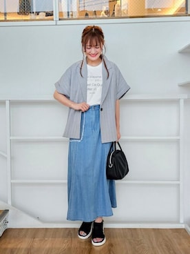 「アイテム（テーラードジャケット）」を使った、ゆゆさん（レディース・161cm）の夏コーディネート
