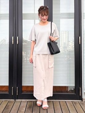 「SHOO・LA・RUE（シューラルー）の【軽量】ふわっと軽い3層ショルダーバッグ（ショルダーバッグ）」を使った、ゆゆさん（レディース・161cm）の夏コーディネート