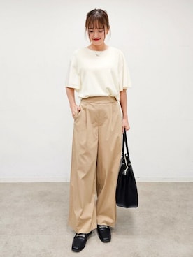 「DRESKIP（ドレスキップ）の【ひんやり/S-LL】女性らしさ溢れる フレアスリーブニット（ニット/セーター）」を使った、ゆゆさん（レディース・161cm）の夏コーディネート