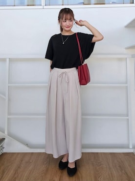 「SHOO・LA・RUE（シューラルー）の【軽量】ふわっと軽い3層ショルダーバッグ（ショルダーバッグ）」を使った、ゆゆさん（レディース・161cm）の夏コーディネート