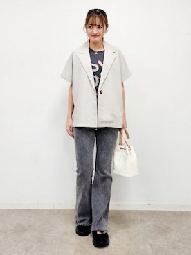 「Cutie Blonde（キューティーブロンド）のアイテム（デニムパンツ）」を使った、ゆゆさん（レディース・161cm）の夏コーディネート