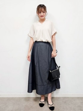 「SHOO・LA・RUE（シューラルー）の【軽量】ふわっと軽いフラップショルダーバッグ（ショルダーバッグ）」を使った、ゆゆさん（レディース・161cm）の秋コーディネート