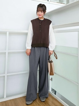 「SHOO・LA・RUE（シューラルー）の【軽量】ふわっと軽い3層ショルダーバッグ（ショルダーバッグ）」を使った、ゆゆさん（レディース・161cm）の秋コーディネート