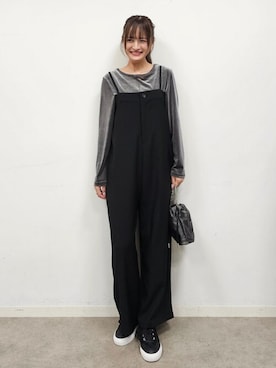 「アイテム（サロペット/オーバーオール）」を使った、ゆゆさん（レディース・161cm）の秋コーディネート
