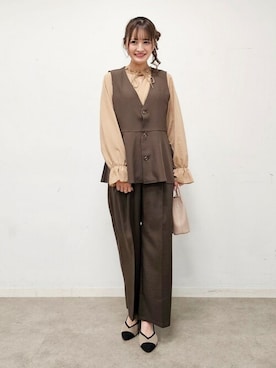 「DRESKIP（ドレスキップ）のアイテム（シャツ/ブラウス）」を使った、ゆゆさん（レディース・161cm）の秋コーディネート