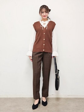 「DRESKIP（ドレスキップ）のアイテム（シャツ/ブラウス）」を使った、ゆゆさん（レディース・161cm）の秋コーディネート