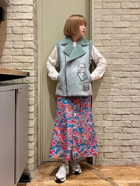 「HYSTERIC GLAMOUR（ヒステリックグラマー）のミリタリーロングスカート（スカート）」を使った、mariko.tさん（レディース・161cm）の秋コーディネート