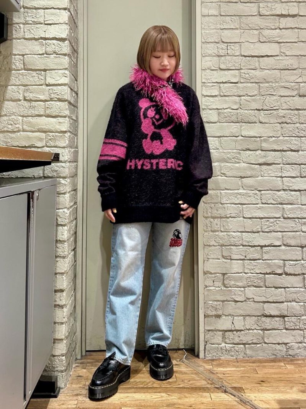 ヒステリックグラマー  PANDA DEATH編込 ケーブルニット パンダ 紫 HYSTERIC GLAMOUR（ヒステリックグラマー）の「HYSTERIC PANDAジャ
