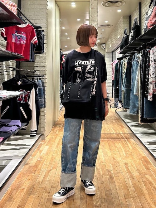 SKULL FOG柄 ルーズストレートデニムパンツ（デニムパンツ）｜HYSTERIC
