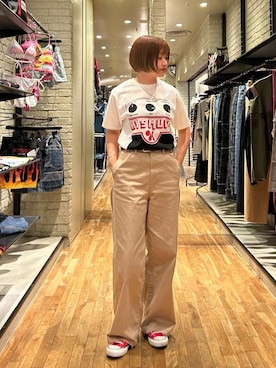 「HYSTERIC GLAMOUR（ヒステリックグラマー）のWOMAN ON SKULL PICK ネックレス（ネックレス、シルバー系）」を使った、mariko.tさん（レディース・161cm）の夏コーディネート