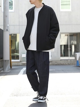 「VANS（バンズ）の【 VANS / ヴァンズ 】 < 限定展開 > OLD SKOOL BLACK SUEDE × CANVAS オールドスクール ブラック スウェード × キャンバス VN000D3HY28 USA企画（スニーカー）」を使った、setup7_menさん（メンズ・175cm）の冬コーディネート