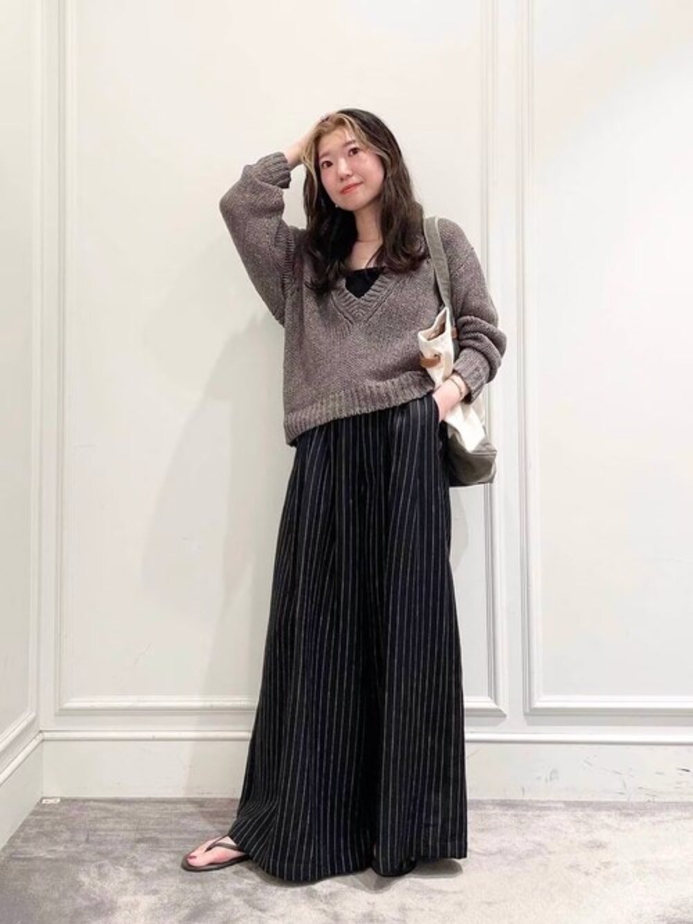 BABYLONE（バビロン）の「ピンストフレアワイドパンツ（その他パンツ 