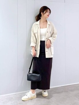 「アイテム（ミリタリージャケット、ホワイト系）」を使った、BABYLONE STAFFさん（レディース・165cm）の春コーディネート