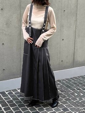 「アシメ」｜「アイテム（ジャンパースカート）」を使った、unit labさん（レディース・154cm）の秋コーディネート