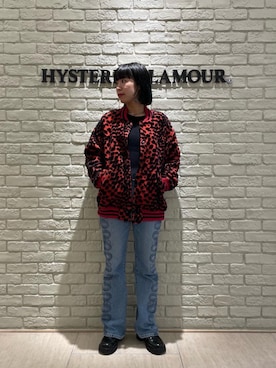 「アイテム（その他アウター、レッド系）」を使った、OKUDAさん（レディース・161cm）の秋コーディネート