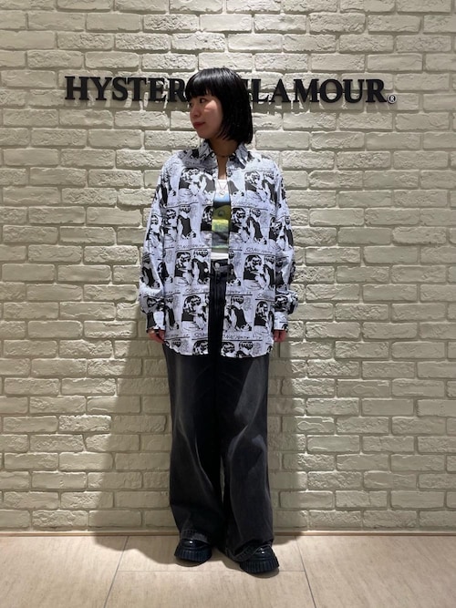 HYSTERIC GLAMOUR 夜景 ネオン 総柄 長袖 ブラウス シャツ HYSTERIC GLAMOUR 夜景 ネオン 総柄 長袖 ブラウス シャツ