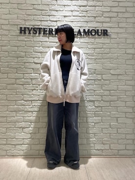 「ワイドパンツ 」｜「アイテム（その他アウター）」を使った、OKUDAさん（レディース・161cm）の秋コーディネート