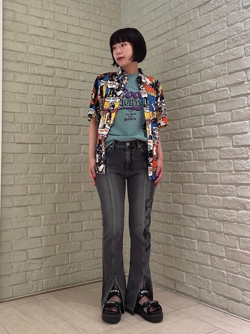 HYSTERIC GLAMOUR GUITAR GIRL センタースリットデニムパンツ HYSTERIC GLAMOUR ジーンズ デニム デニムパンツ GUITAR GIRL