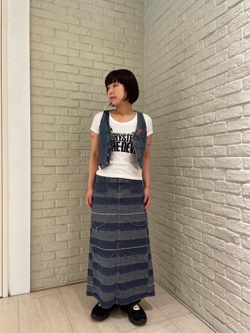 Histeric Grammar スカート　90年代 HYSTERIC GLAMOUR WOMNS]SNAKE LOOP リメイクデニムスカート
