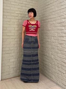 「アイテム（キャミソール、レッド系）」を使った、OKUDAさん（レディース・161cm）の夏コーディネート