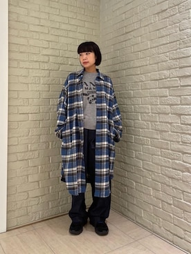 「ロングシャツ」｜OKUDAさん（レディース・161cm）の秋コーディネート