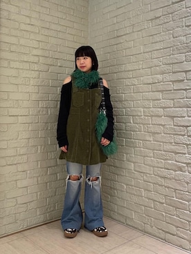 「HYSTERIC GLAMOUR（ヒステリックグラマー）のアイテム（バッグ）」を使った、OKUDAさん（レディース・161cm）の秋コーディネート