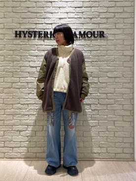 「HYSTERIC GLAMOUR（ヒステリックグラマー）のアイテム（ブルゾン）」を使った、OKUDAさん（レディース・161cm）の冬コーディネート