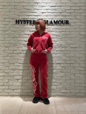 「HYSTERIC GLAMOUR（ヒステリックグラマー）のHYSTERIC GLAMOUR編込 フレアパンツ（その他パンツ、ピンク系）」を使った、OKUDAさん（レディース・160cm）の冬コーディネート