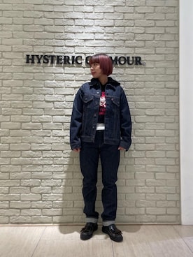 「HYSTERIC GLAMOUR（ヒステリックグラマー）のAPPLE GIRL編込 パーカー（ニット/セーター、ブラック系）」を使った、OKUDAさん（レディース・160cm）の冬コーディネート