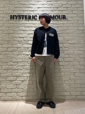 「HYSTERIC GLAMOUR（ヒステリックグラマー）のHG METAL SKUNK プルオーバー（Tシャツ/カットソー、ホワイト系）」を使った、OKUDAさん（レディース・160cm）の春コーディネート