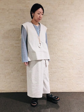 「SHIPS（シップス）のアイテム（ネックレス）」を使った、増田さん（レディース・154cm）の春コーディネート