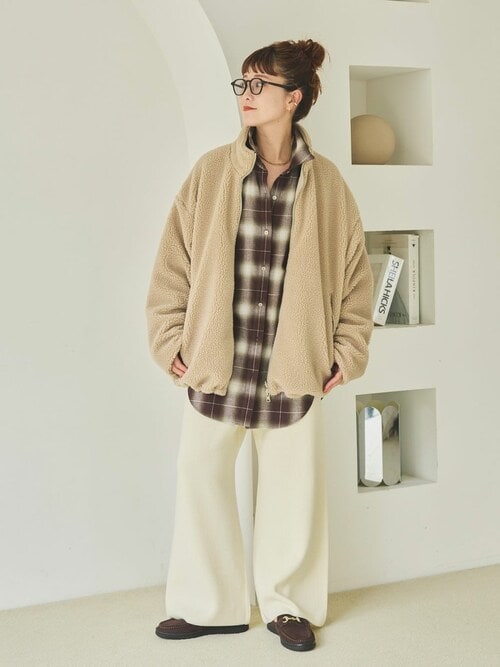 メタルボタンオンブレーチェックルーズシャツ（シャツ/ブラウス