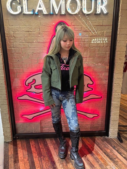 DROPPING&SKULL柄 スリムデニムパンツ（デニムパンツ）｜HYSTERIC