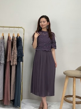 「アイテム（ドレス、パープル系）」を使った、DRESS PLUSさん（レディース・168cm）の春コーディネート