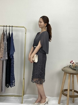 「アイテム（ドレス、グレー系）」を使った、DRESS PLUSさん（レディース・168cm）の春コーディネート