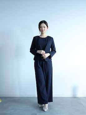 「アイテム（セットアップ、ブルー系）」を使った、DRESS PLUSさん（レディース・168cm）の冬コーディネート