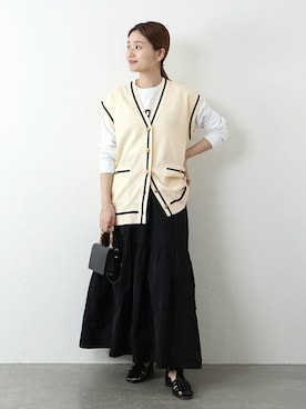 「JOURNAL STANDARD（ジャーナルスタンダード）のアイテム（ベスト）」を使った、ondaさん（レディース・158cm）の春コーディネート