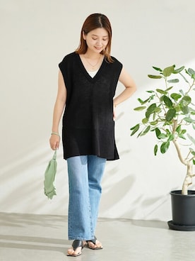 「JOURNAL STANDARD（ジャーナルスタンダード）のアイテム（ベスト）」を使った、ondaさん（レディース・158cm）の夏コーディネート