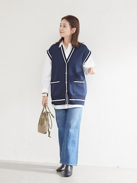 「JOURNAL STANDARD（ジャーナルスタンダード）のアイテム（ベスト）」を使った、ondaさん（レディース・158cm）の秋コーディネート
