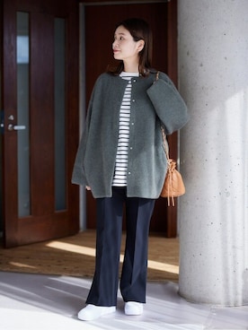 ダブルフェイスコクーンカーディガンを使ったレディース人気