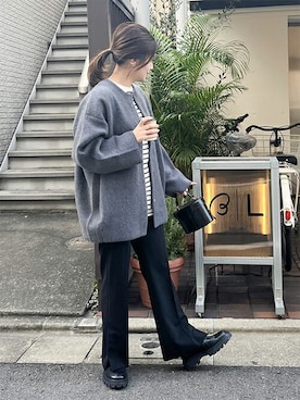 ダブルフェイスコクーンカーディガンを使った人気ファッション