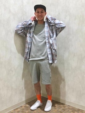 「LOOPWHEELER（ループウィラー）のアイテム（パンツ）」を使った、BEAMS PLUSさん（メンズ・180cm）の春コーディネート