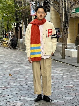 「レタードカーディガン」｜BEAMS PLUSさん（メンズ・171cm）の秋コーディネート