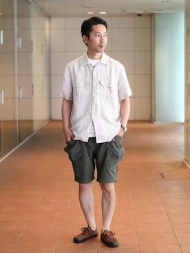 BEAMS PLUSさんの「BEAMS PLUS / 2Pパック ポケット Tシャツ」を使ったコーディネート