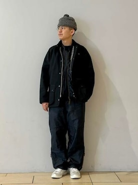 「アイテム（ニットキャップ/ビーニー、グレー系）」を使った、BEAMS PLUSさん（メンズ・170cm）の冬コーディネート