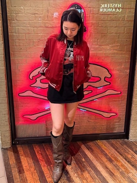 「アイテム（スタジャン）」を使った、maio.さん（レディース・160cm）の秋コーディネート