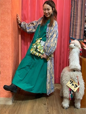 「リバーシブル」｜「アイテム（シャツワンピース）」を使った、チチカカさん（レディース・155cm）の春コーディネート