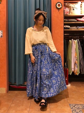 「チチカカ」｜「アイテム（タンクトップ）」を使った、チチカカさん（レディース・148cm）の春コーディネート